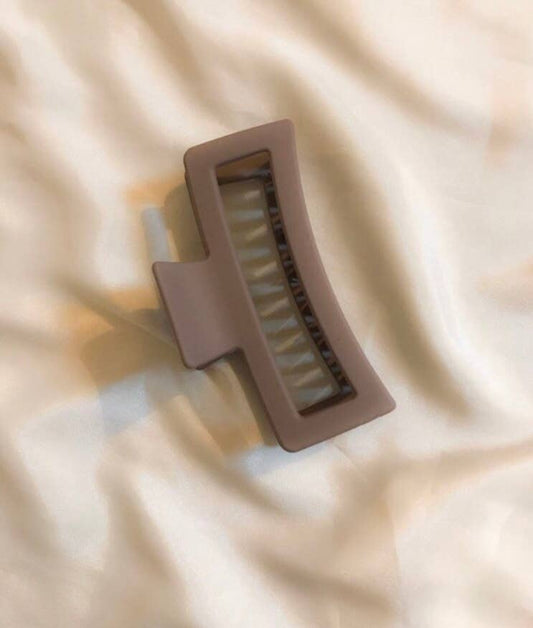 XL Dark Latte Matte Rectangle Claw Clip