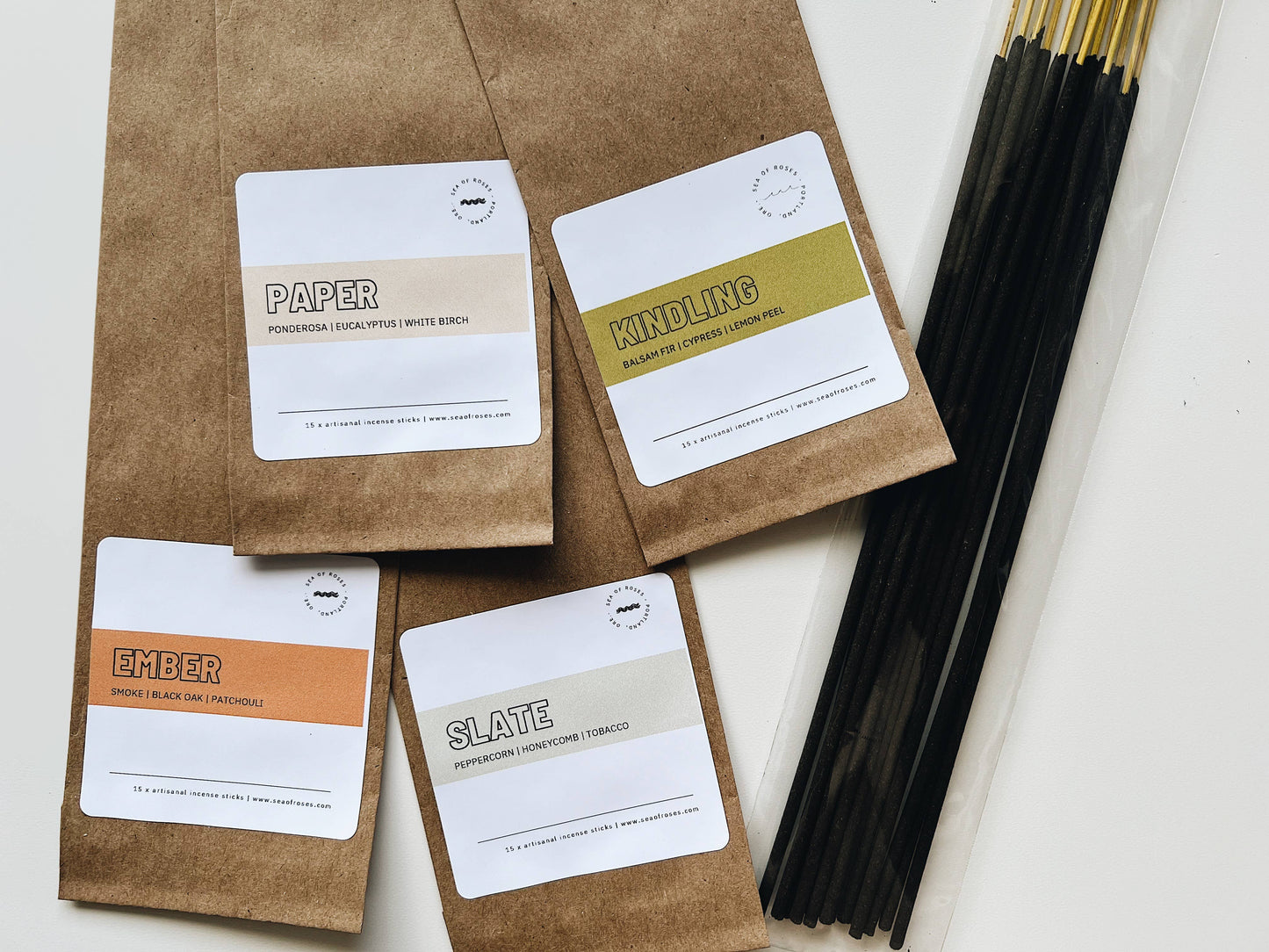 Artisanal charcoal incense sticks - 4 scents