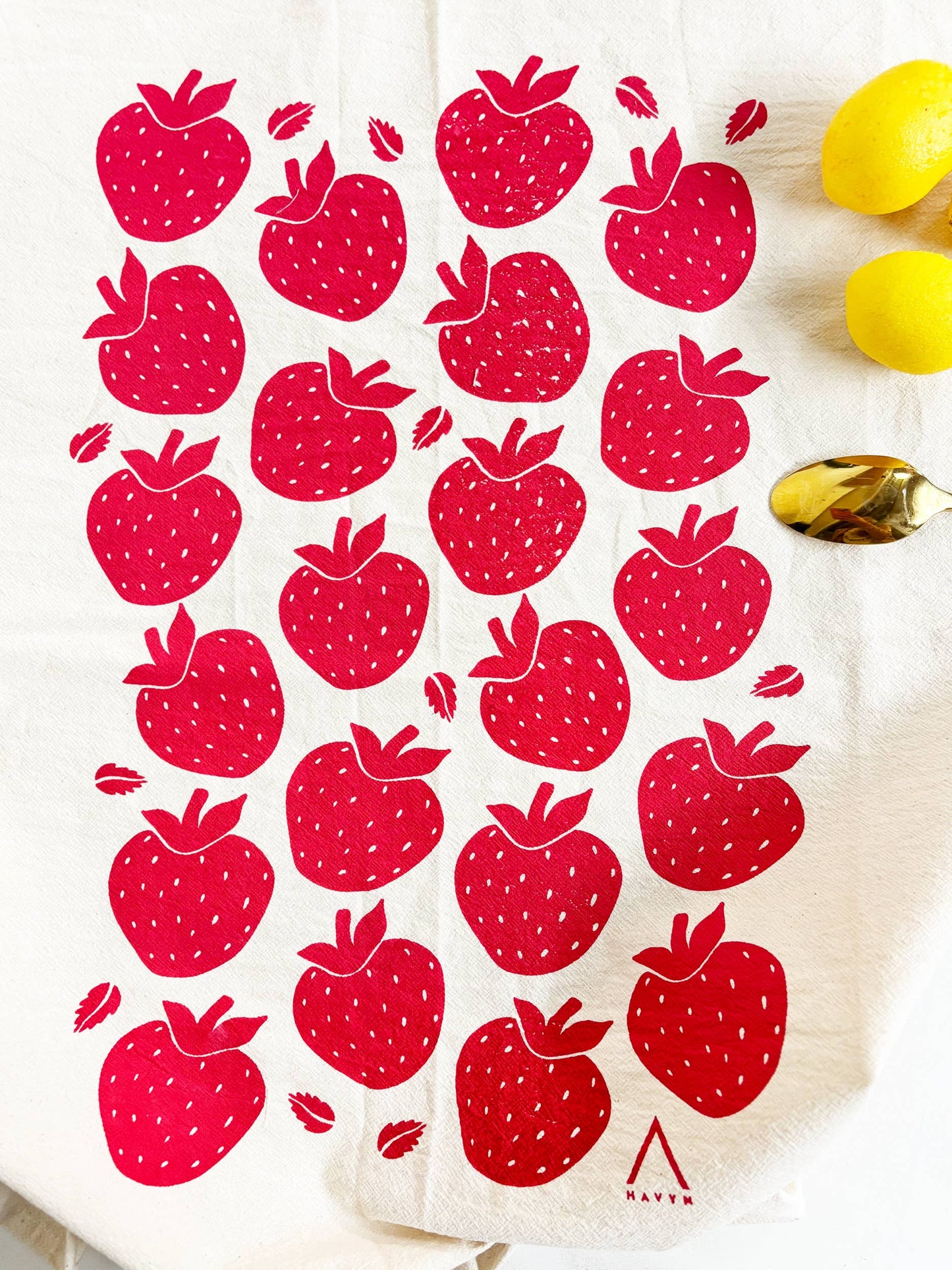 Strawberries Organic Tea Towel Red - 20x24