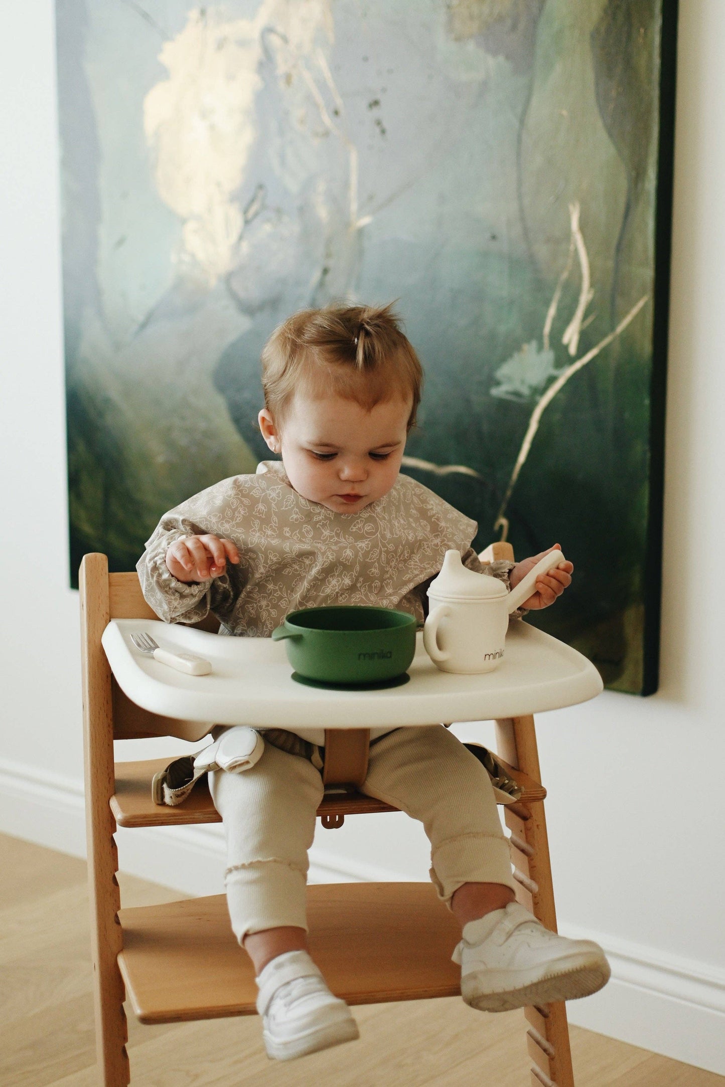 Long sleeve bib - Flowers