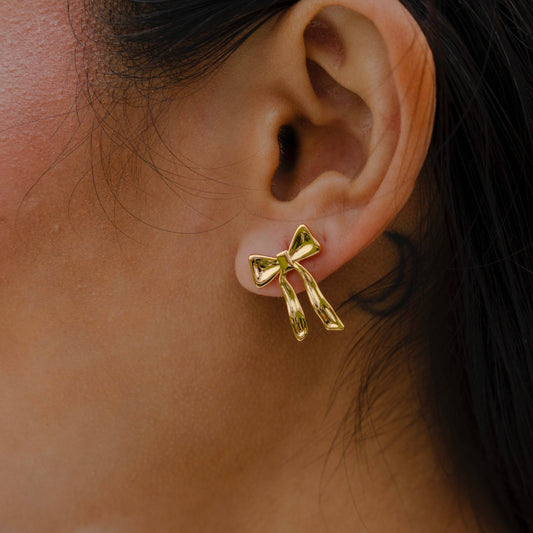 Yasmine Bow Studs- Gold