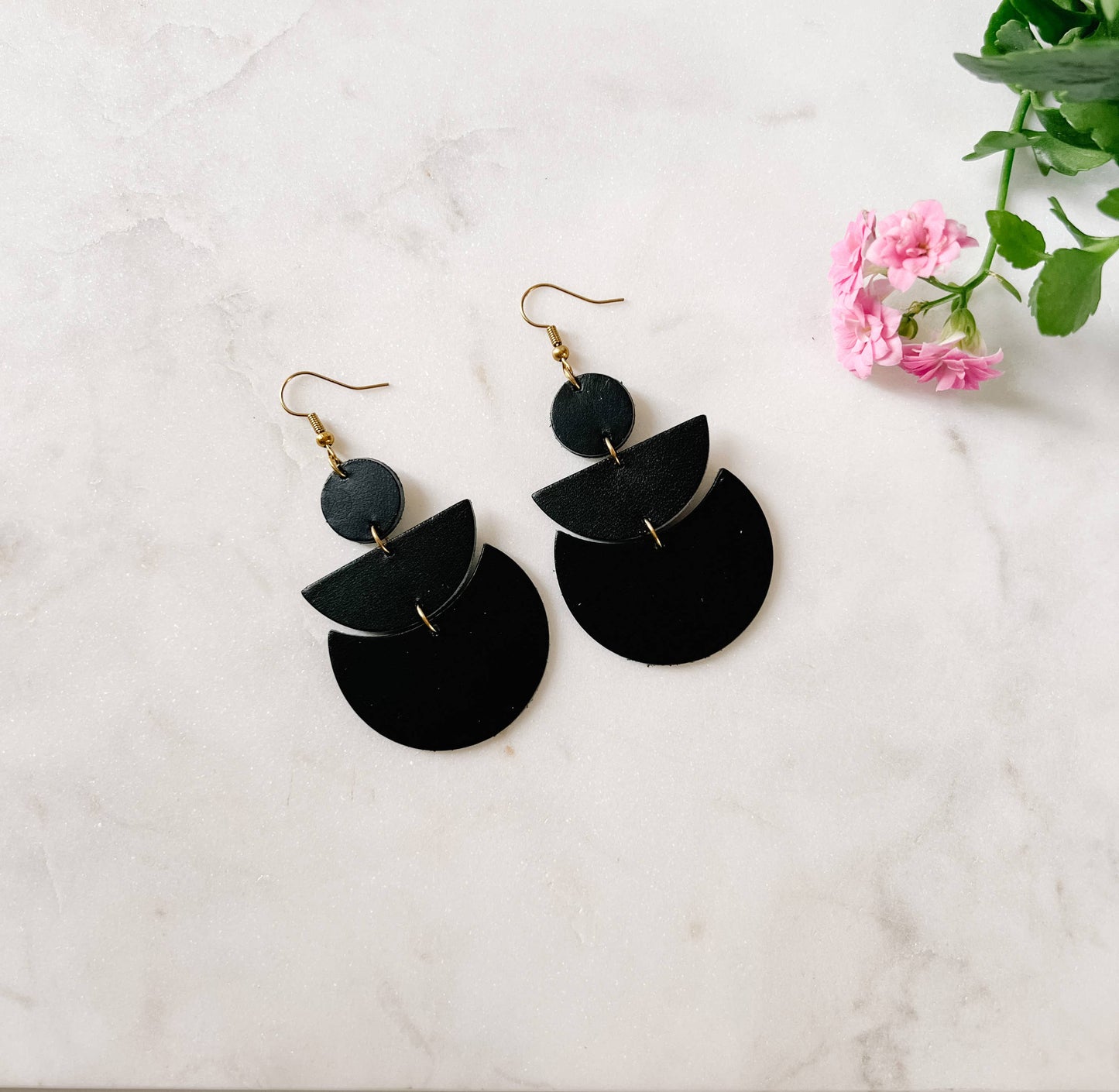 Black Leather Statement Earrings