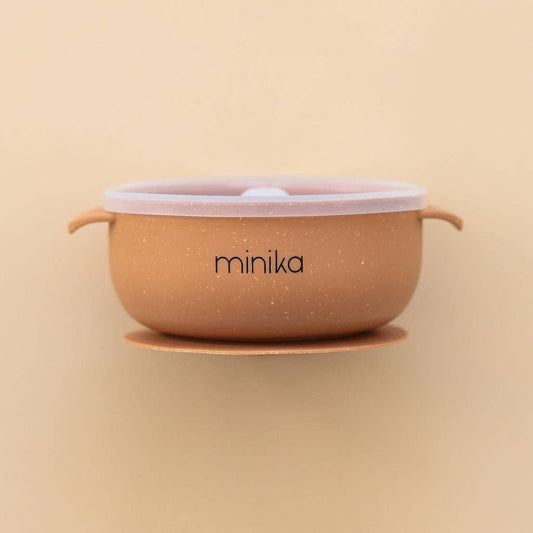 Silicone bowl with lid - Almond