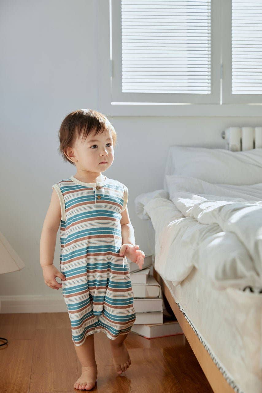 Baby Organic Bamboo Tank Romper-Stripe