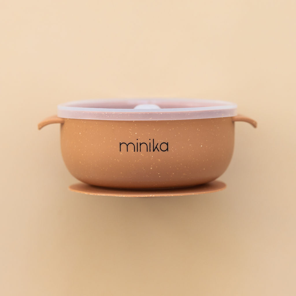 Silicone bowl with lid - Almond
