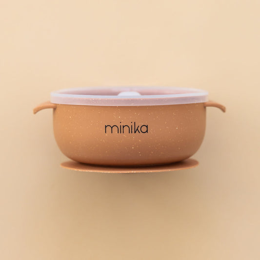 Silicone bowl with lid - Almond