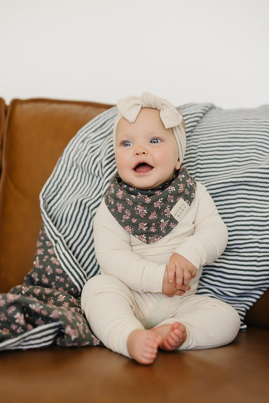 Muslin Bib - Olive Bloom