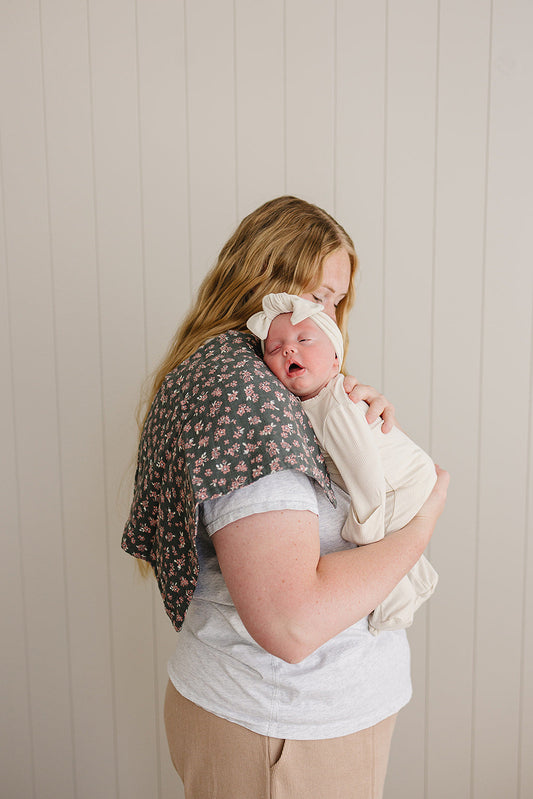 Muslin Burp Cloth- Olive Bloom