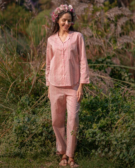 Pink Dot Cotton Pajamas