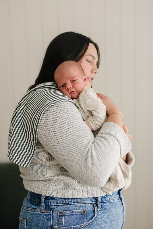Muslin Burp Cloth- Classic Green Stripes