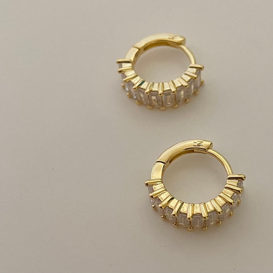 Liya Rectangle Stones Huggie Earrings