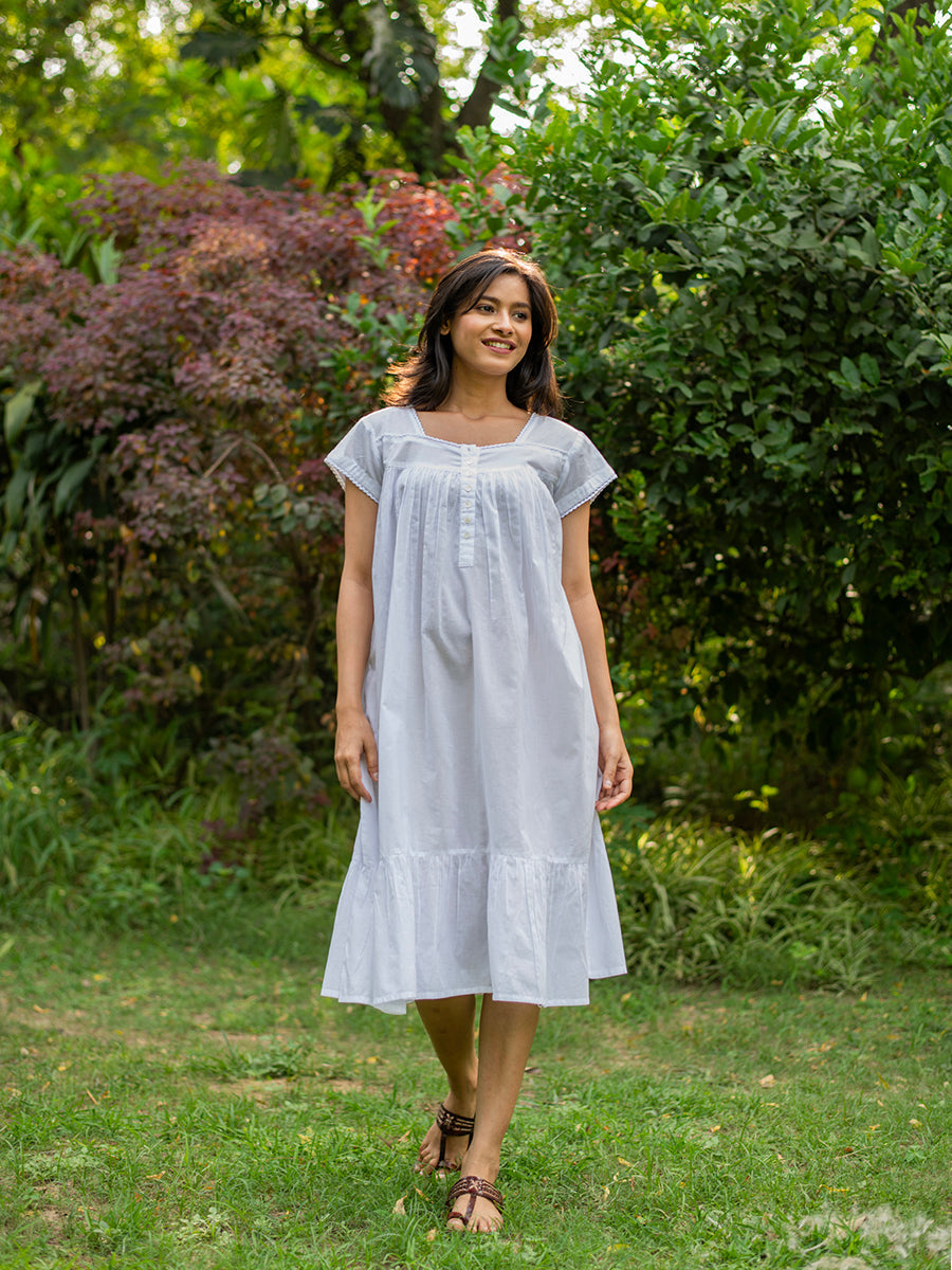 Serena White Cotton Nightdress