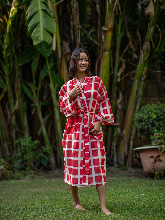 Silk Red Square Kimono