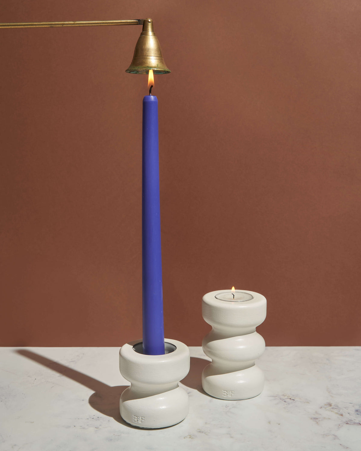 Aurora Duel Candle Holder - White