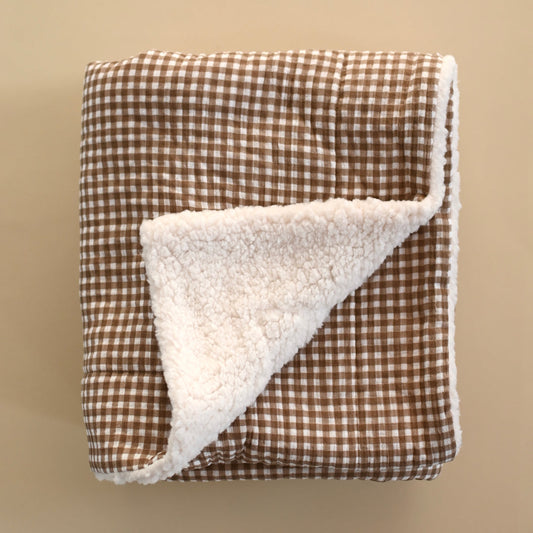 Muslin Sherpa Quilt - Vichy Brown