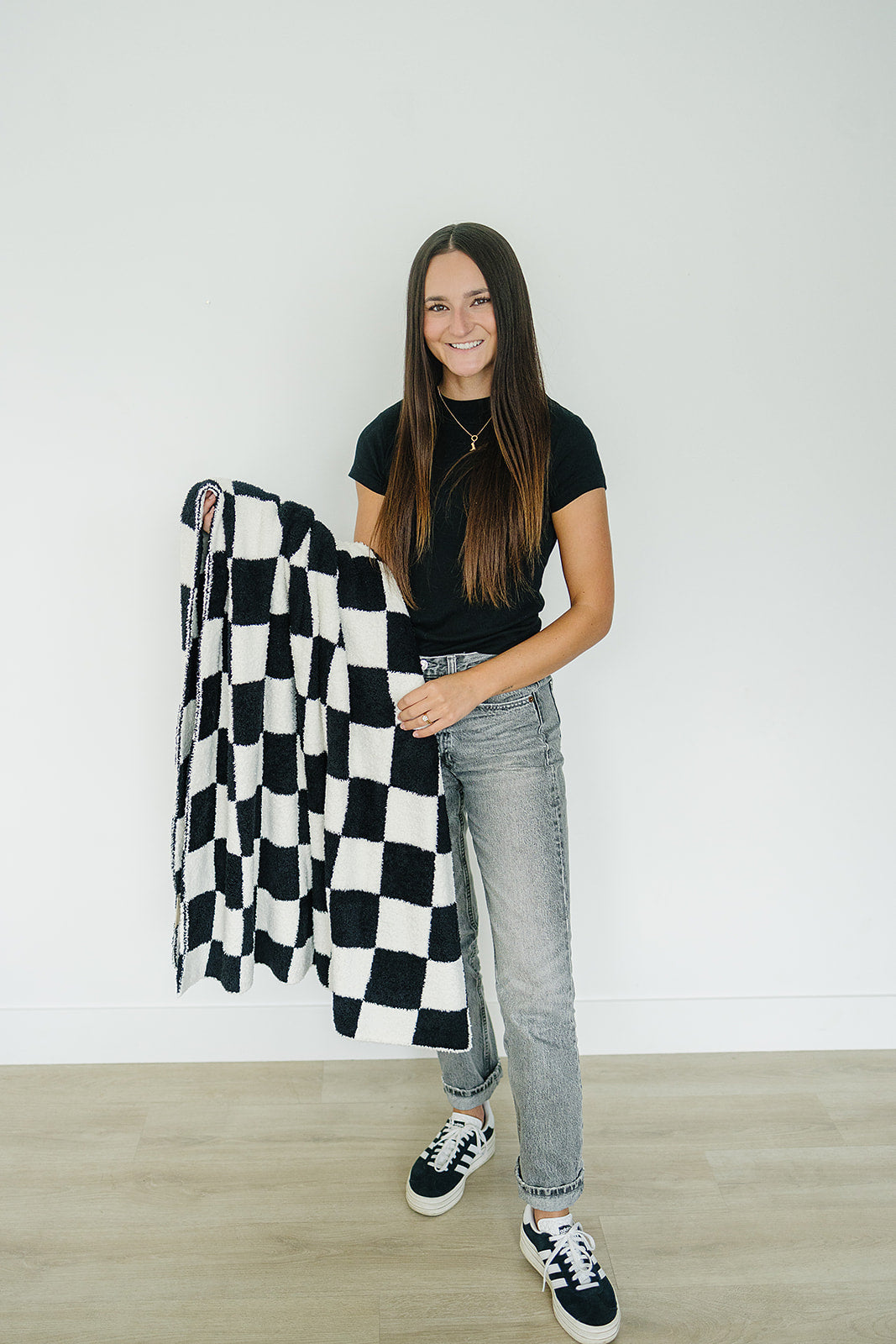 Black Checkered Plush Blanket