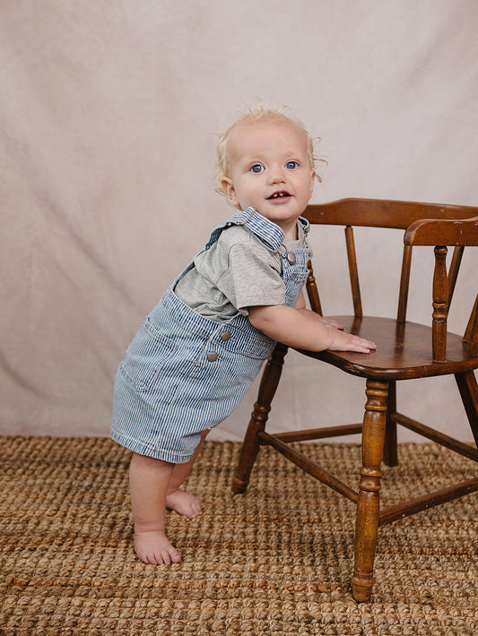Stripe Short Overalls