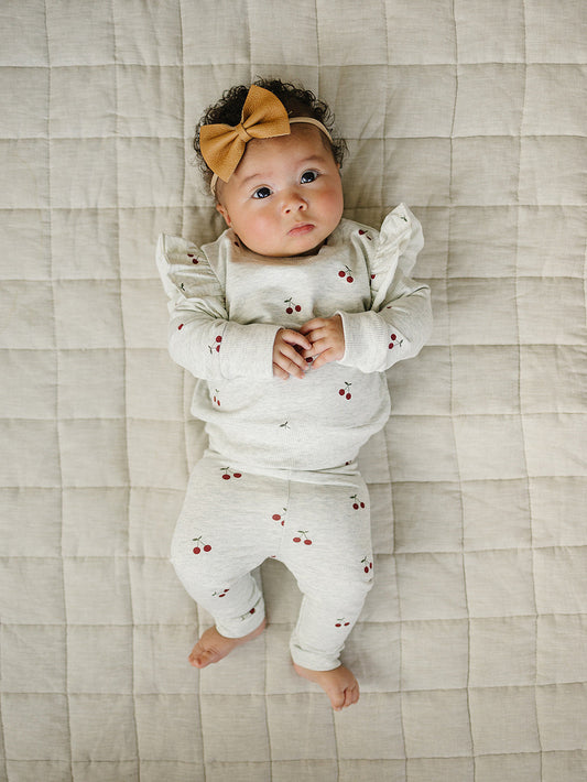 Cherry Ruffle French Terry Set