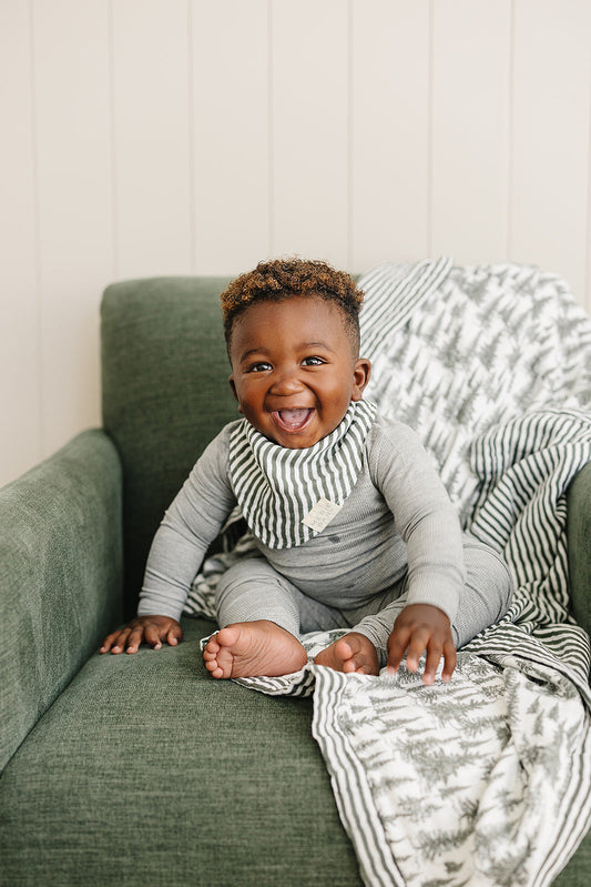Muslin Bib - Green Stripes
