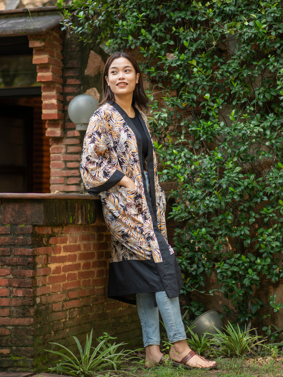 Frond Black Kimono
