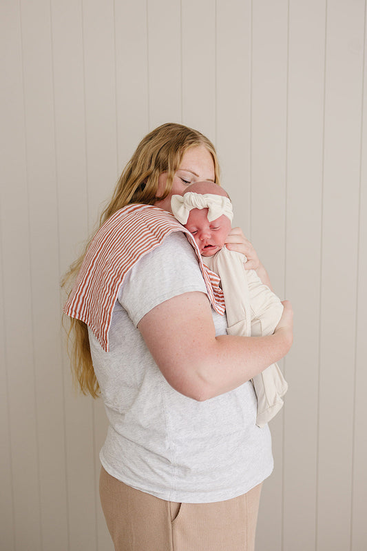 Muslin Burp Cloth- Pink Stripes