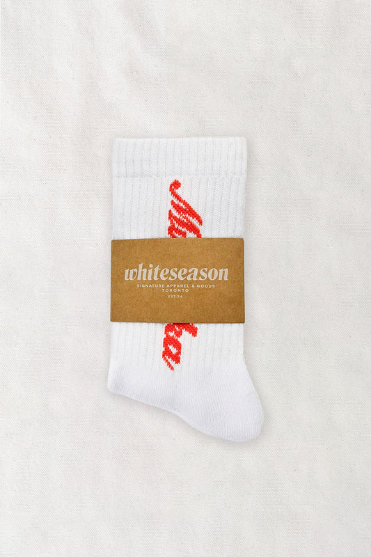 Muskoka Evergreen Love White Script Crew - Red