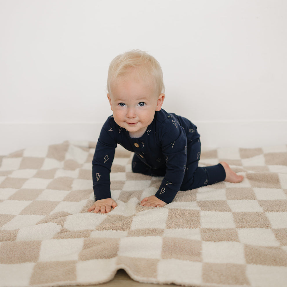 Lightning Bolt Long Sleeve Button Romper