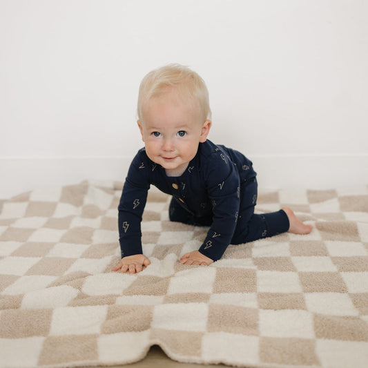 Lightning Bolt Long Sleeve Button Romper