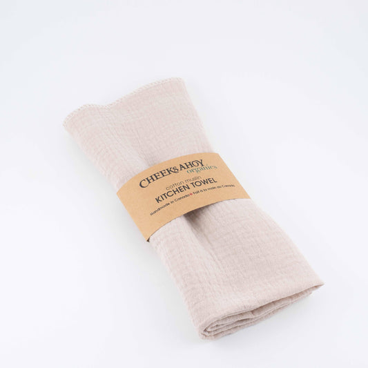 Organic Cotton Muslin Kitchen Towel Beige