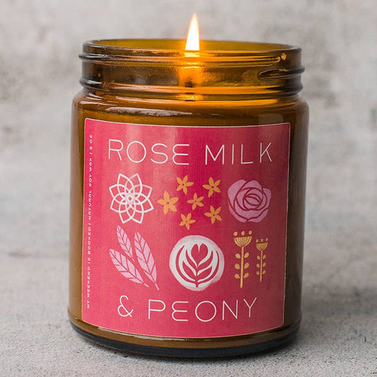 Rose Milk & Peony Candle - Spring/Summer, Amber Jar