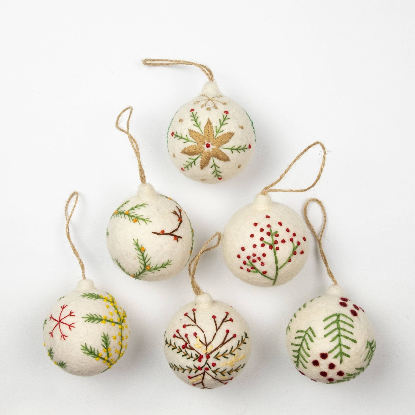 Hand Embroidered Felt Ornaments